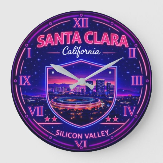 Santa Clara California Silicon Valley  ラージ壁時計 (正面)