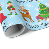Santa Clausからチャイルドネームを追加小妖精や小人Reindeer Wra ラッピングペーパー (ロールコーナー)