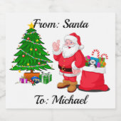 Santa Clausから名前を付け小さなクリスマス応援 リキュールボトルラベル (シングルラベル)