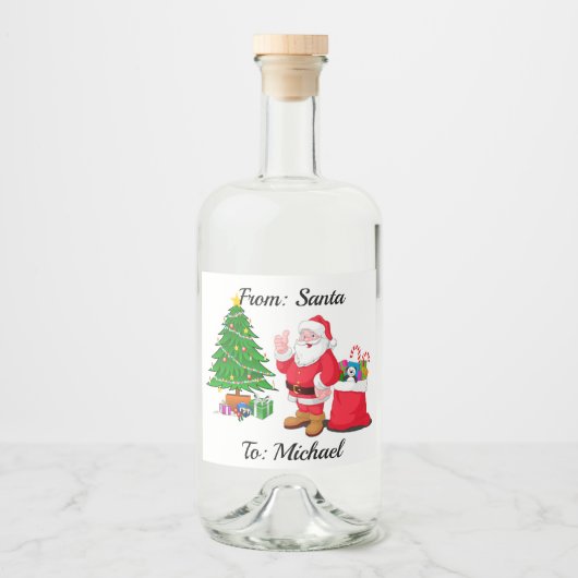 Santa Clausから名前を付け小さなクリスマス応援 リキュールボトルラベル (正面)