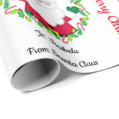 Santa ClausからAdd Kid's Name Christmasリース ラッピングペーパー (ロールコーナー)