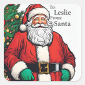 Santa ClausからGirl Boyの名前を追加 スクエアシール (正面)