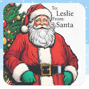 Santa ClausからGirl Boyの名前を追加 スクエアシール