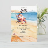 SANTA CLAUSで7月のクリスマス日付を保存 招待状 (スタンド正面)