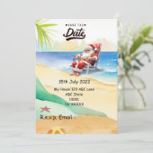 SANTA CLAUSで7月のクリスマス日付を保存 招待状 (スタンド正面)