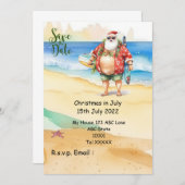 SANTA CLAUSで7月のクリスマス日付を保存 招待状 (正面/裏面)