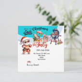 SANTA CLAUSで7月のクリスマス日付を保存 招待状 (スタンド正面)