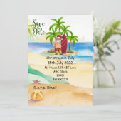 SANTA CLAUSで7月のクリスマス日付を保存 招待状 (スタンド正面)