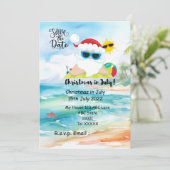 SANTA CLAUSで7月のクリスマス日付を保存 招待状 (スタンド正面)