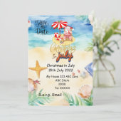 SANTA CLAUSで7月のクリスマス日付を保存 招待状 (スタンド正面)