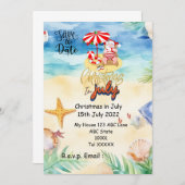 SANTA CLAUSで7月のクリスマス日付を保存 招待状 (正面/裏面)