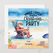 SANTA CLAUSをビーチに7月のクリスマス シーズンカード (正面/裏面)
