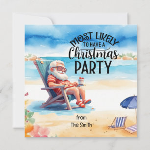 SANTA CLAUSをビーチに7月のクリスマス シーズンカード
