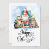 SANTA CLAUSをビーチに7月のクリスマス シーズンカード (正面/裏面)