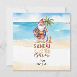 SANTA CLAUSをビーチに7月のクリスマス シーズンカード