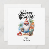 SANTA CLAUSをビーチに7月のクリスマス シーズンカード (正面/裏面)