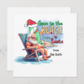 SANTA CLAUSをビーチに7月のクリスマス シーズンカード (正面/裏面)