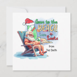 SANTA CLAUSをビーチに7月のクリスマス シーズンカード