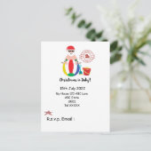 SANTA CLAUSをビーチに7月のクリスマス ポストカード (スタンド正面)