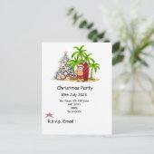 SANTA CLAUSをビーチに7月のクリスマス ポストカード (スタンド正面)