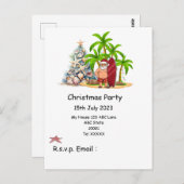 SANTA CLAUSをビーチに7月のクリスマス ポストカード (正面/裏面)