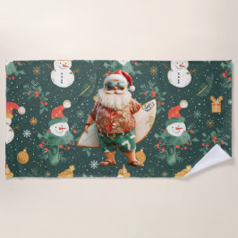 SANTA CLAUSを使用した7月のクリスマス ビーチタオル