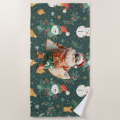 SANTA CLAUSを使用した7月のクリスマス ビーチタオル (正面)