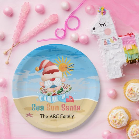 SANTA CLAUSを使用した7月のクリスマス ペーパープレート (パーティー)