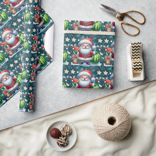 SANTA CLAUSを使用した7月のクリスマス ラッピングペーパー (クラフト)