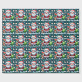 SANTA CLAUSを使用した7月のクリスマス ラッピングペーパー (フラット)