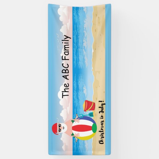 SANTA CLAUSを使用した7月のクリスマス 横断幕 (縦)