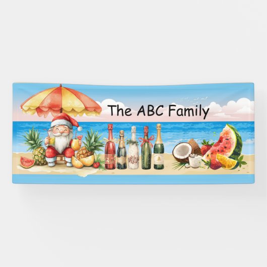 SANTA CLAUSを使用した7月のクリスマス 横断幕 (横)