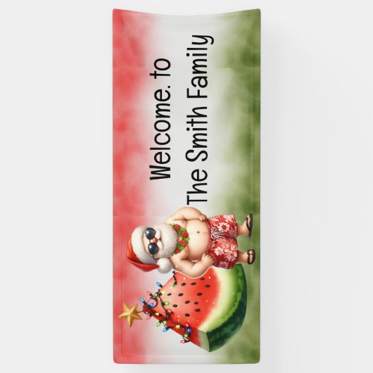 SANTA CLAUSスイカ7月のクリスマス 横断幕 (縦)