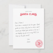 Santa Claus公式NICEリストからのノート承認 ノートカード (正面)