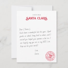 Santa Claus公式NICEリストからのノート承認 ノートカード