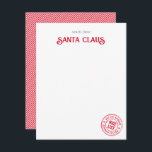 Santa Claus公式NICEリストからのノート承認 ノートカード<br><div class="desc">サンタクロースのパーソナライズされたこの甘いノートカードは、フェスティバルのスワッシュフォントとノートの体のための手のフォントと下部の公式のNICEリストスタンプを備えている書。背面にはフェスティバルの斜赤と白線のストライプパターン。これらのクリスマスのノートは離れクリスマスの日には子供へ、またはクリスマスの前に「北極」から送られ、消印を受けたおもしろいである。インターネットで「北極からの消印メール」を検索し、その方法を見つける。</div>