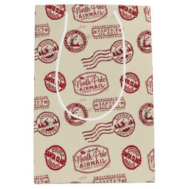 Santa Claus Airmail Holiday ミディアムペーパーバッグ