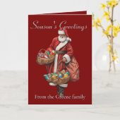 Santa Claus And Christmas Giving カード (黄色い花)