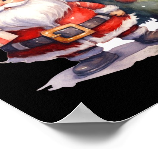 Santa Claus And Christmas Tree  ポスター (角)