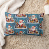 Santa Claus and Friends Christmas Throw Pillow ランバークッション (ブランケット)