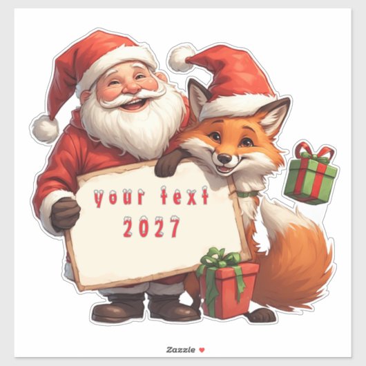 Santa Claus And Happy Fox シール (シート)