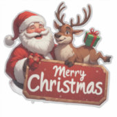 Santa Claus And Happy Reindeer シール (正面)