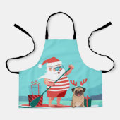 Santa Claus and His Pug on a Surfboard エプロン (正面)