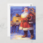 Santa Claus and his reindeer ポストカード (正面/裏面)