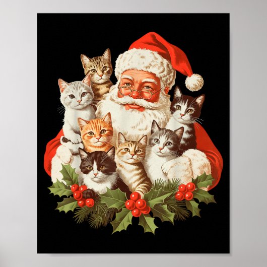 Santa Claus And Kittens Cats Christmas  ポスター (正面)
