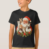 Santa Claus And Kittens Cats Christmas  Tシャツ (正面)
