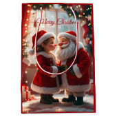 Santa Claus and Mrs. Claus celebrate X-Mas, fun ミディアムペーパーバッグ (正面)