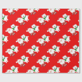 Santa Claus and Polar Bear Cartoon ラッピングペーパー (フラット)