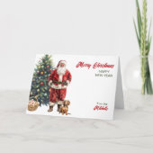 Santa Claus and Red Dachshund Dog Christmas シーズンカード (正面)