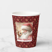 Santa Claus and Red Nose Rudolph Holiday Cups 紙コップ (正面)